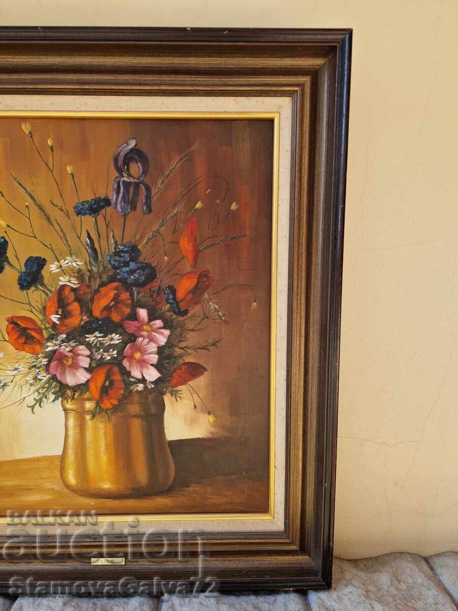 Παράδοση Νεκρή φύση, ελαιογραφία, καμβάς, συγγραφέας, πλαίσιο, αντίκα