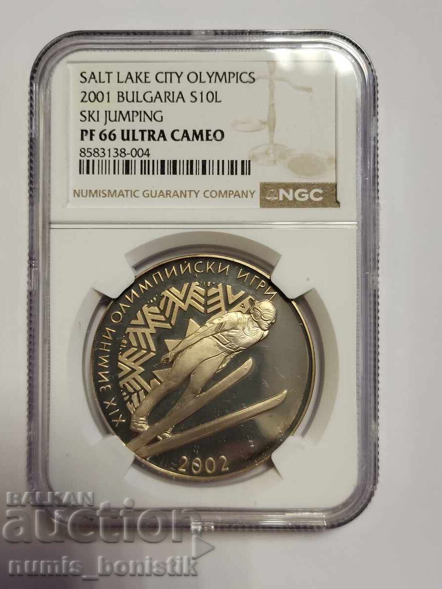 Bulgaria 2001 - 10 Leva Ski Jump PF 66 ULTRA CAMEO Bulgaria 2001 - 10 Leva Ski Jump PF 66 ULTRA CAMEO