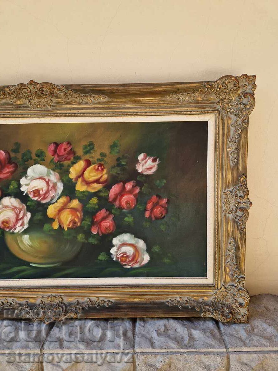 Παράδοση Υπέροχος μεγάλος αντίκα πίνακας ζωγραφικής λάδι σε καμβά