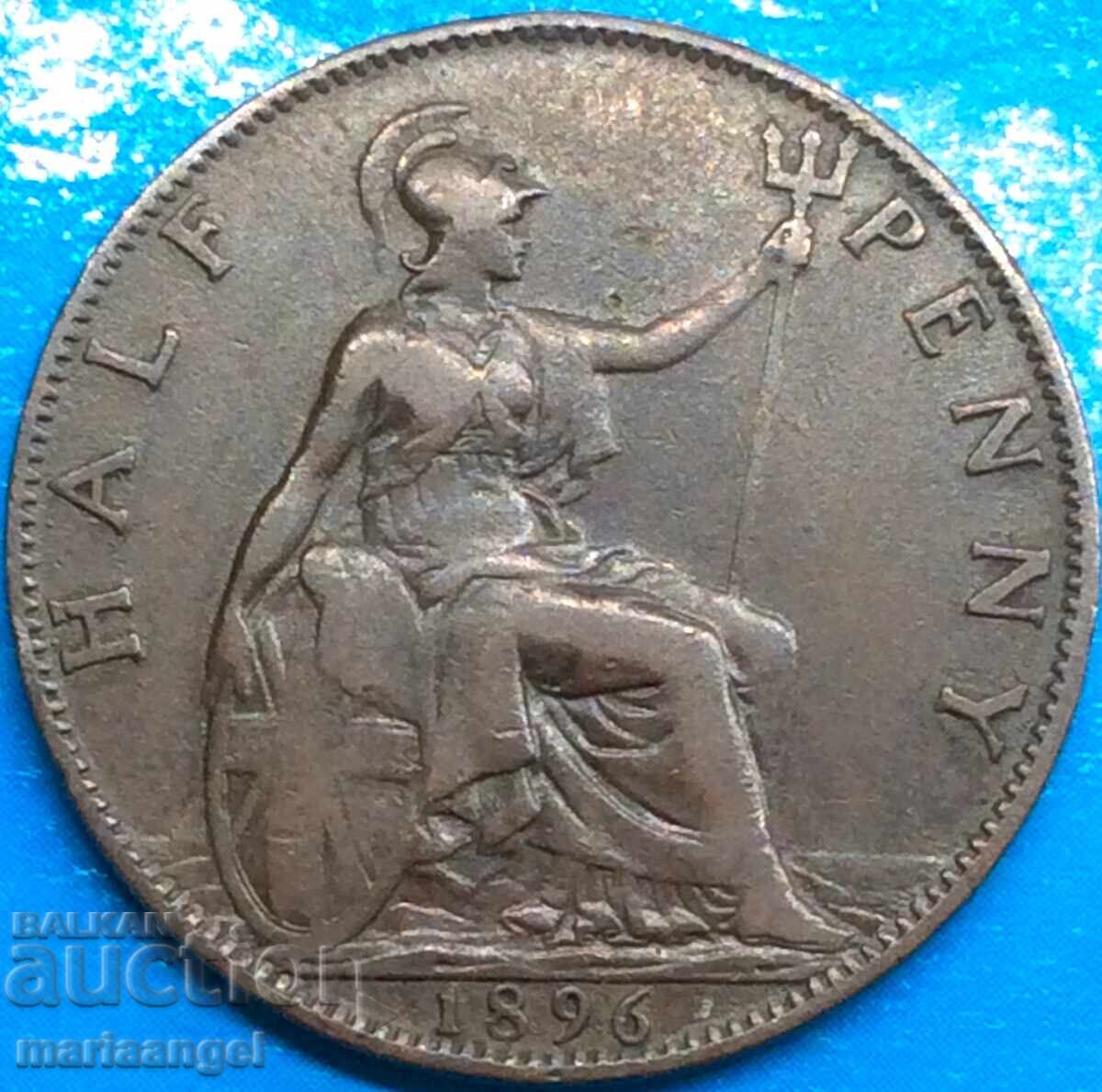 Auction  1/2 Penny 1896 Great Britain Victoria Bronze Scarce