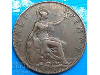 1/2 Penny 1896 Great Britain Victoria Bronze Scarce