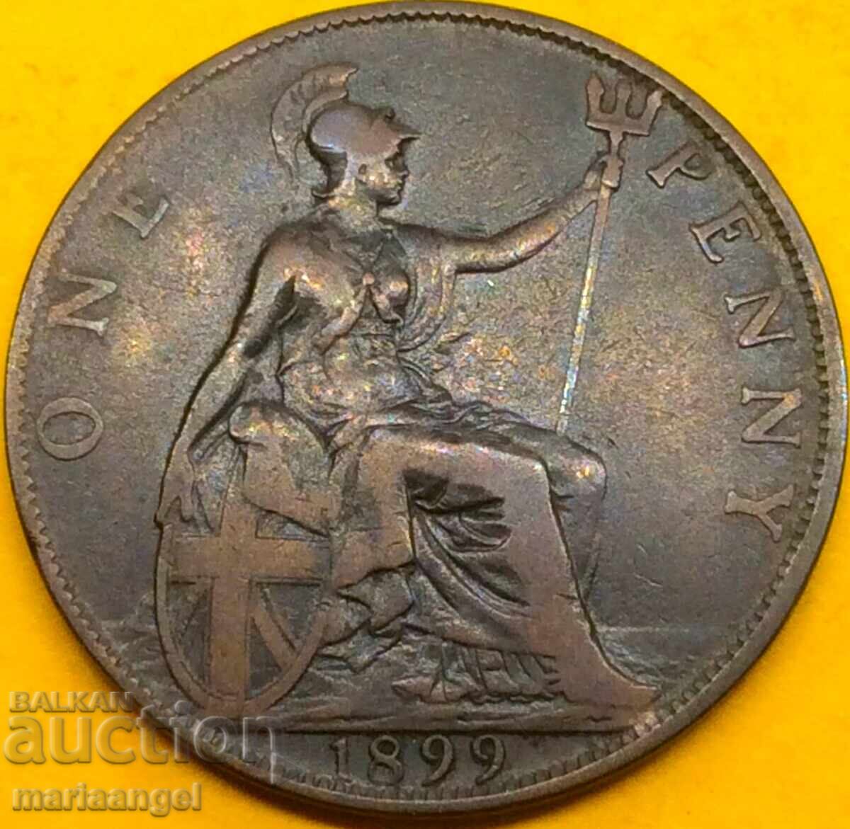 Great Britain 1 Penny 1899 Victoria 30mm Bronze - 5