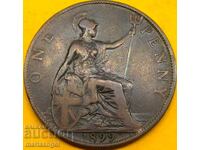 Marea Britanie 1 Penny 1899 Victoria 30mm Bronz
