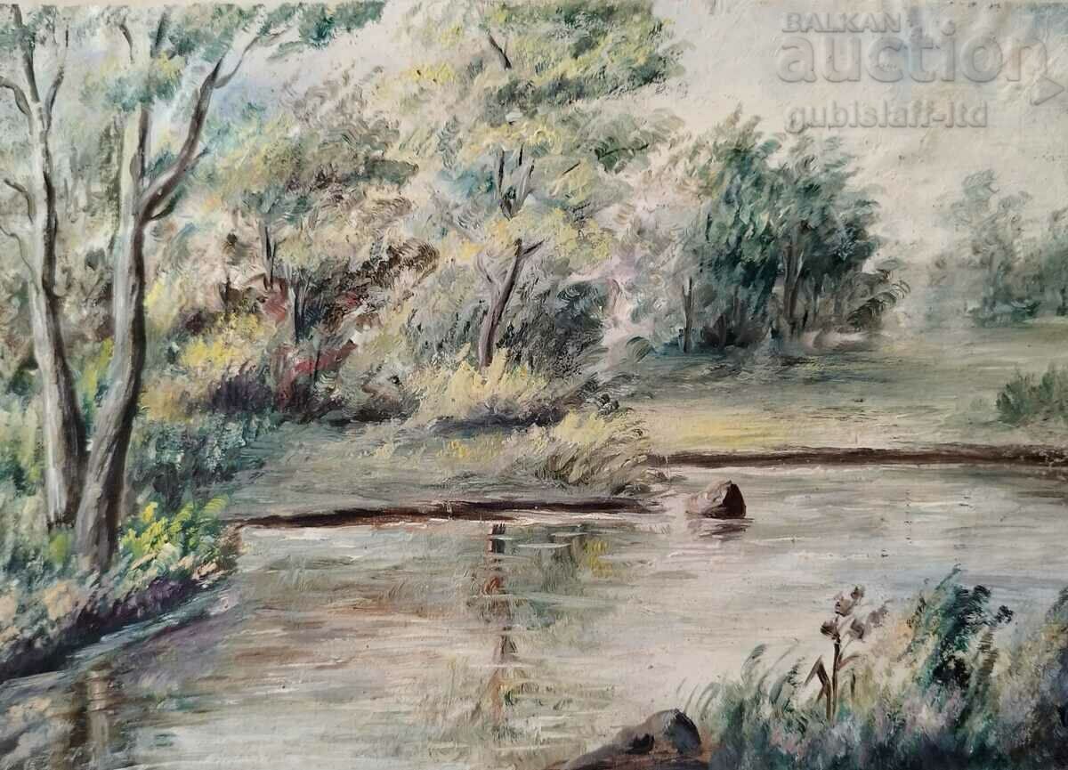 Πίνακας "Along the Yantra River", δεκαετία του 1970. με τιμή 150.00 BGN | € 76.69