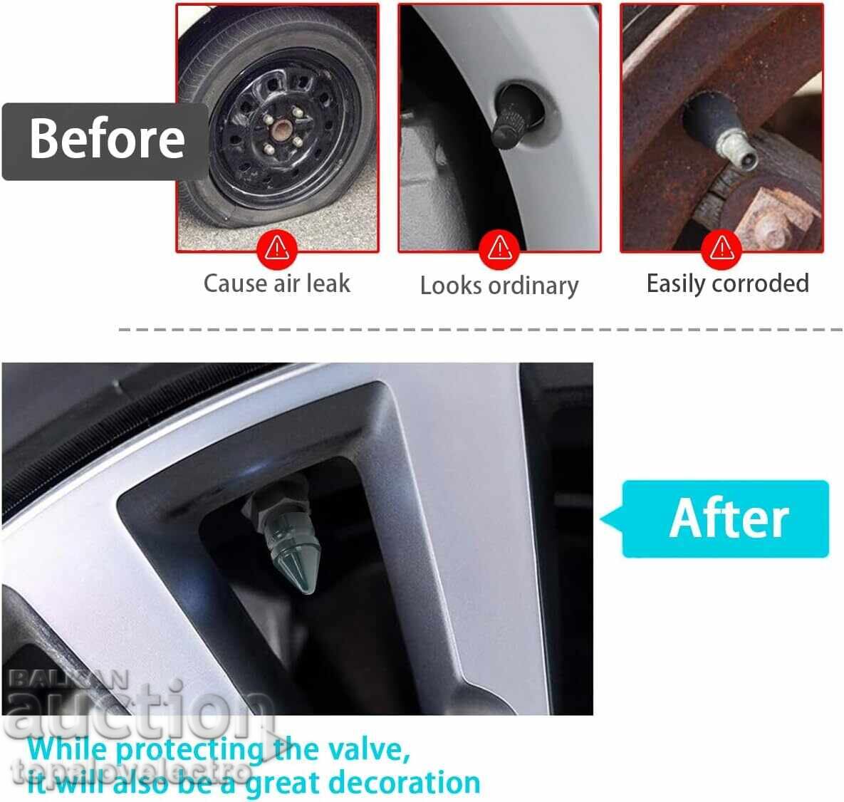 НОВИ! Алуминиеви капачки за автомобилни вентили – комплект 8 - 5 НОВИ! Алуминиеви капачки за автомобилни вентили – комплект 8 - 5