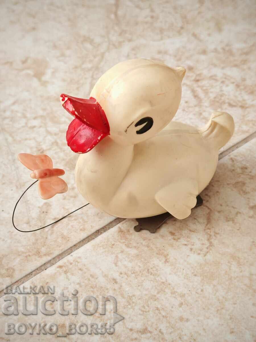 Παλιό Παιδικό Μηχανικό Παιχνίδι Παπί 1960s