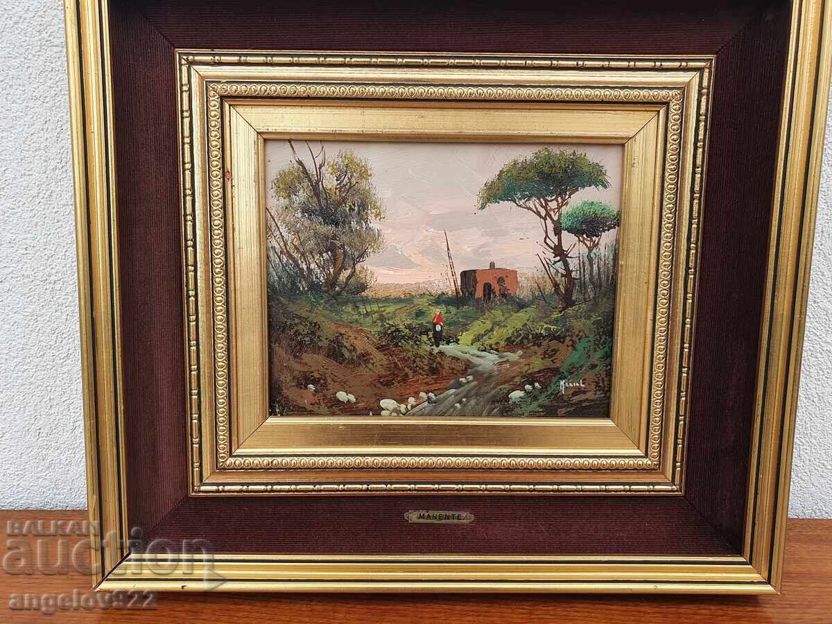 Auction Original Oil Painting on Fiberboard by MANENTE Auction Original Oil Painting on Fiberboard by MANENTE