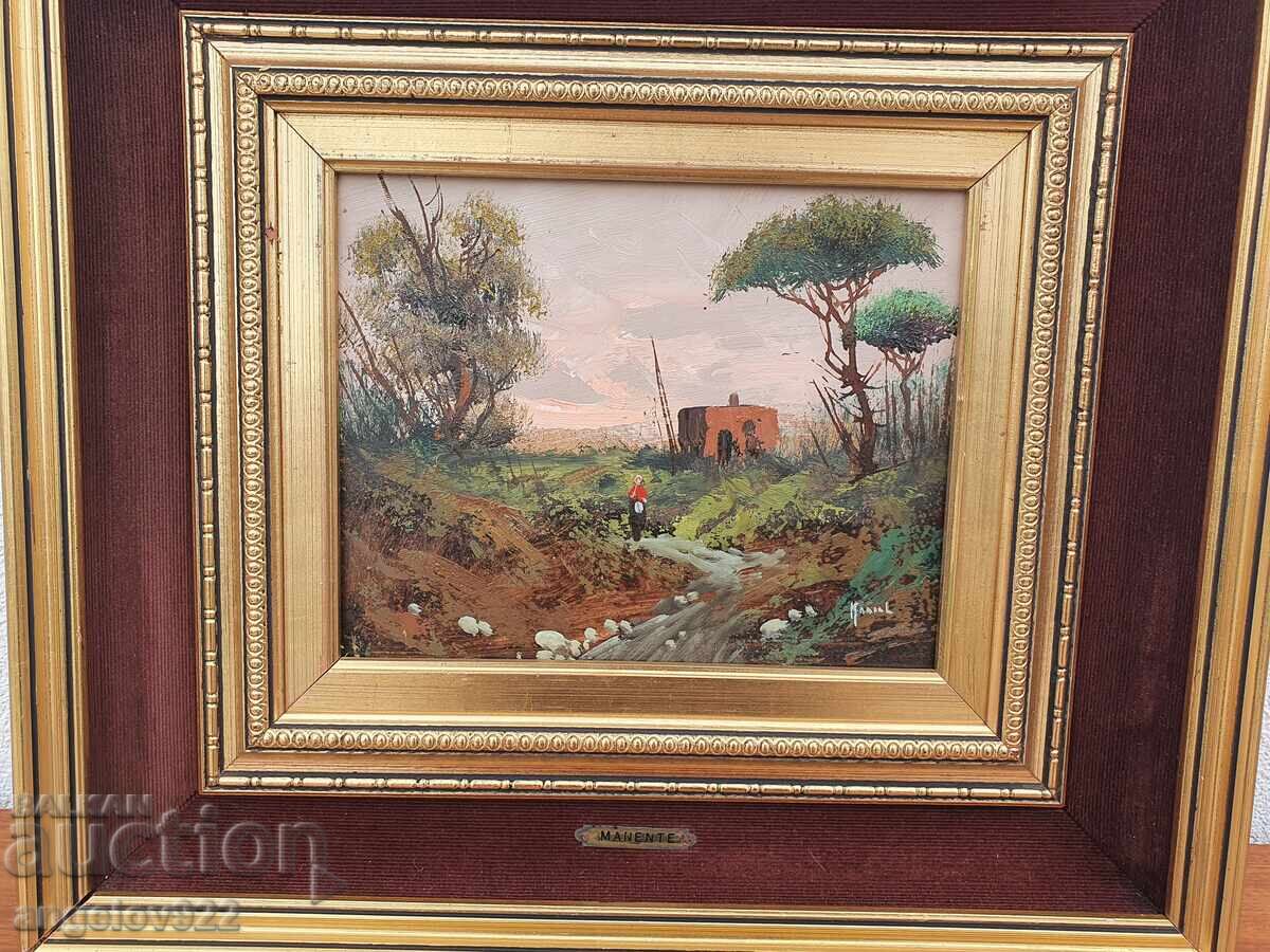 Delivery of Original Oil Painting on Fiberboard by MANENTE Delivery of Original Oil Painting on Fiberboard by MANENTE