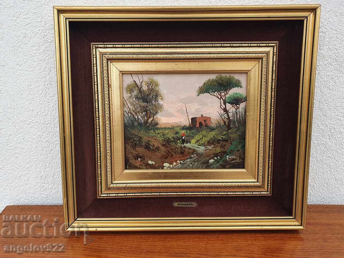 Original Oil Painting on Fiberboard by MANENTE Original Oil Painting on Fiberboard by MANENTE