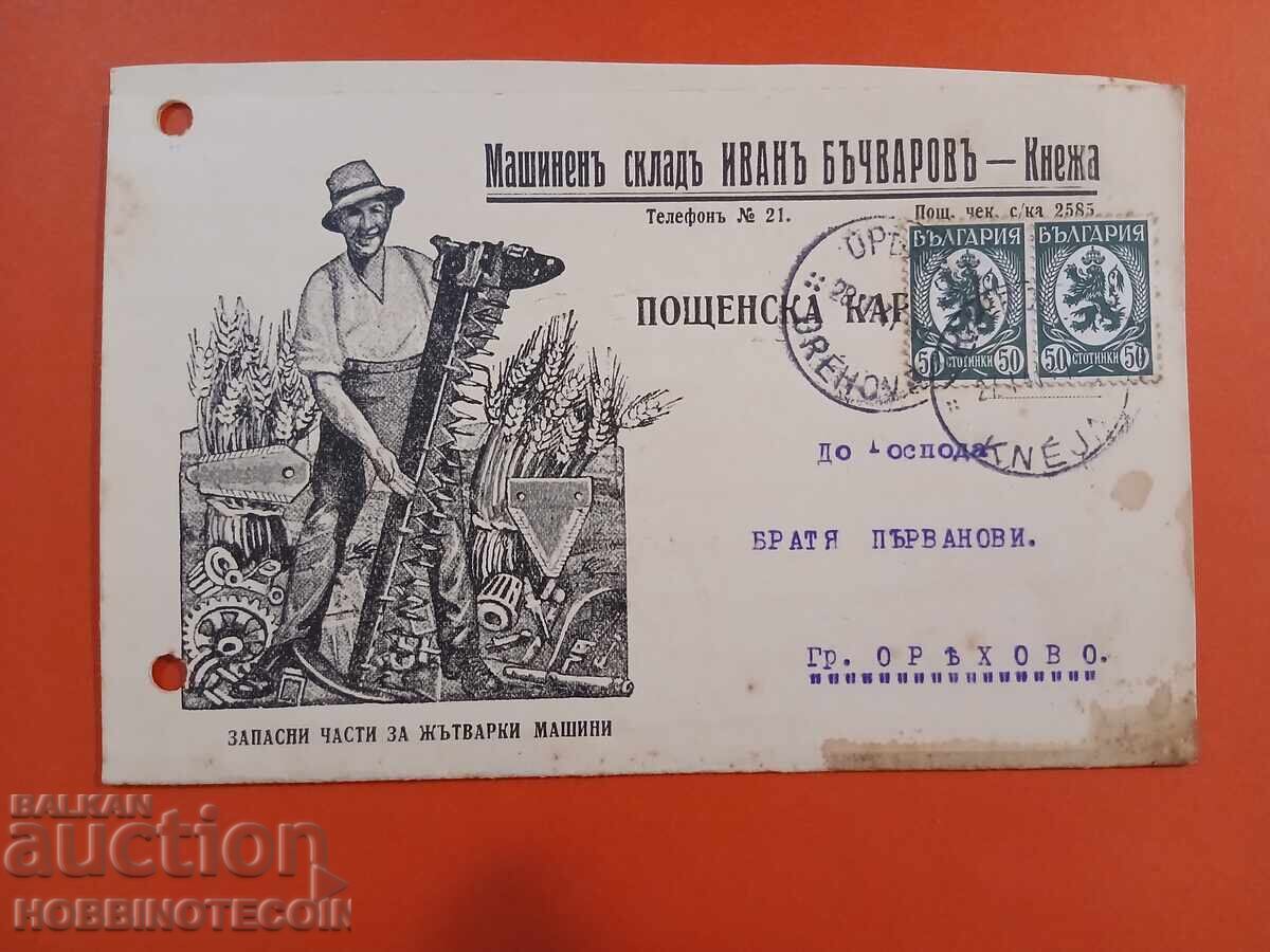 BULGARIA TRAVEL CARD MACHINE SWEET MACHINES KNEZHA 1941 COMPANY