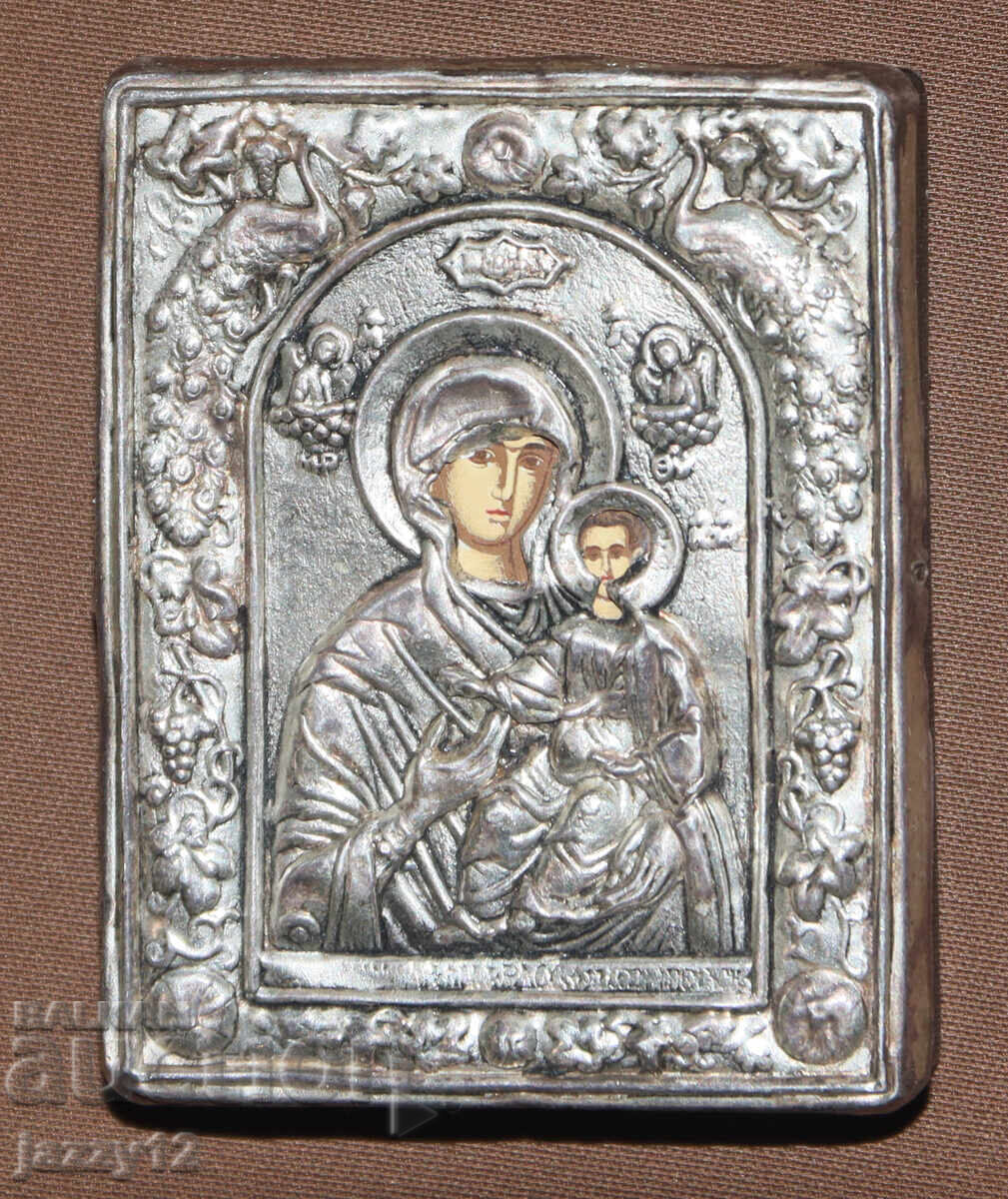 Εικόνα μικρογραφία Παναγία με το Θείο Βρέφος ασήμι 950