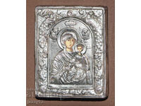 Icoană miniatură Maica Domnului cu Pruncul argint 950