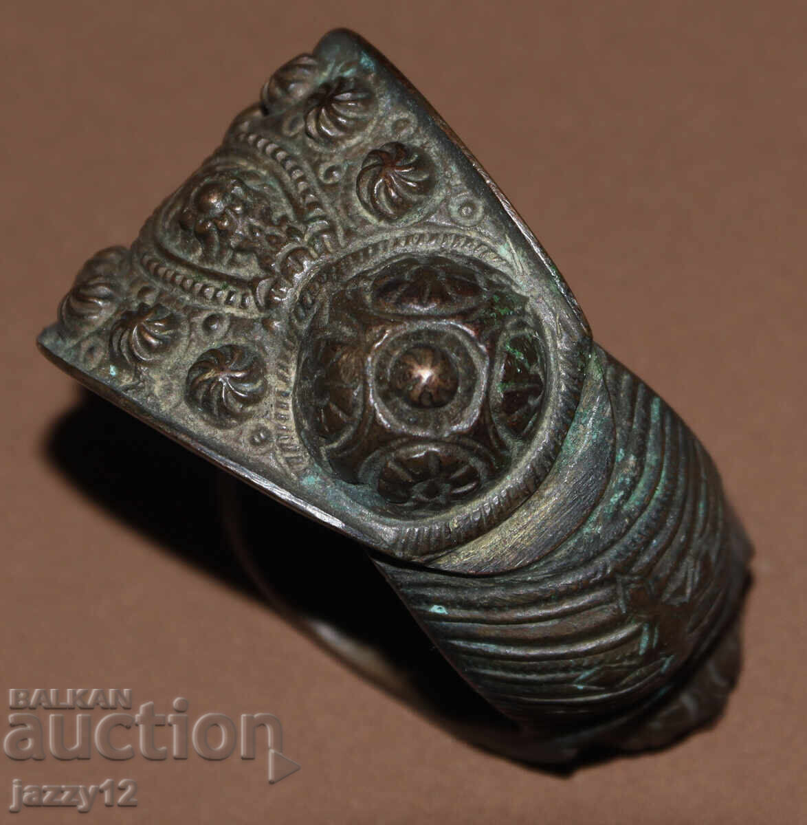 Old bronze bracelet slingshot with cross - 5