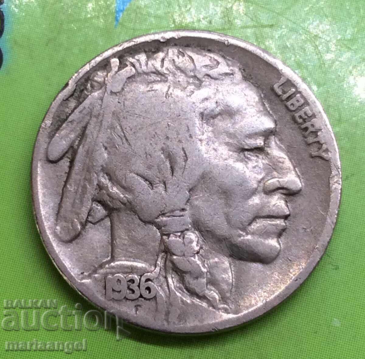 Παράδοση USA 5 Cent 1936 Buffalo Nickel