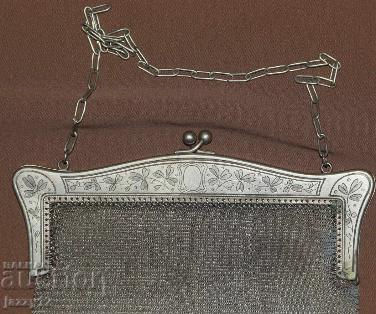 Auction Old handmade knitted metal bag Auction Old handmade knitted metal bag