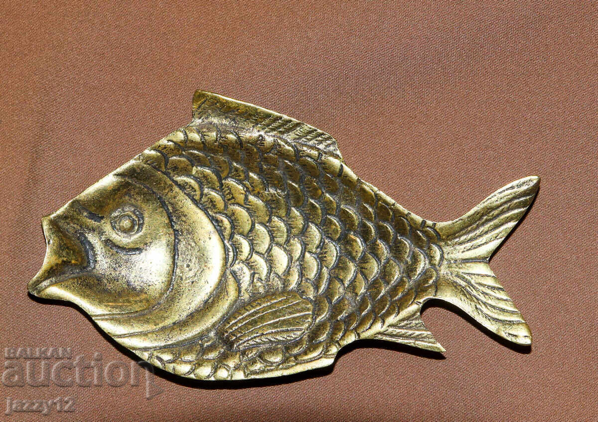 Δημοπρασία Παλαιό διακοσμητικό μπρούτζινο σταχτοδοχείο ψάρι