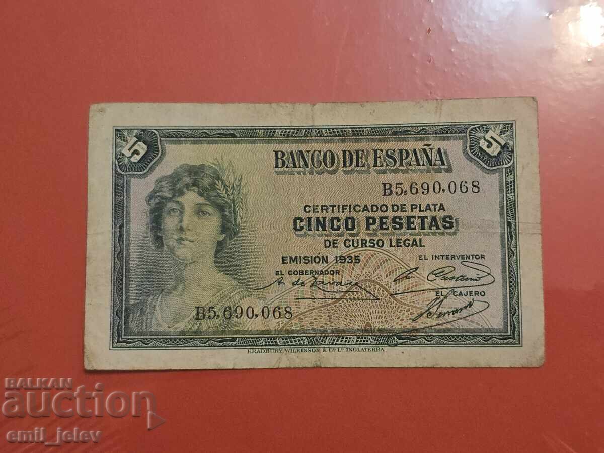 Spania 5 pesete 1935