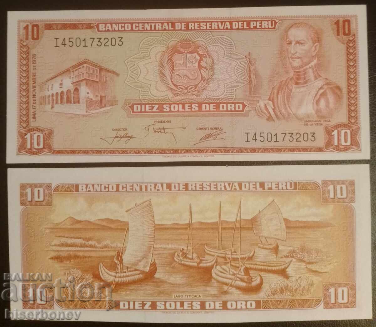 10 soles Peru, 10 soles Peru, 1976, UNC