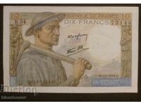 Franța, 10 franci 1942, France, 10 francs 1942 aUNC
