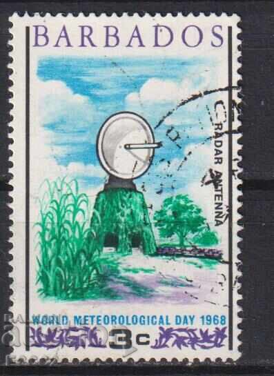 Timbrul poștal timbrat Ziua Meteorologiei 1968 din Barbados Timbrul poștal timbrat Ziua Meteorologiei 1968 din Barbados