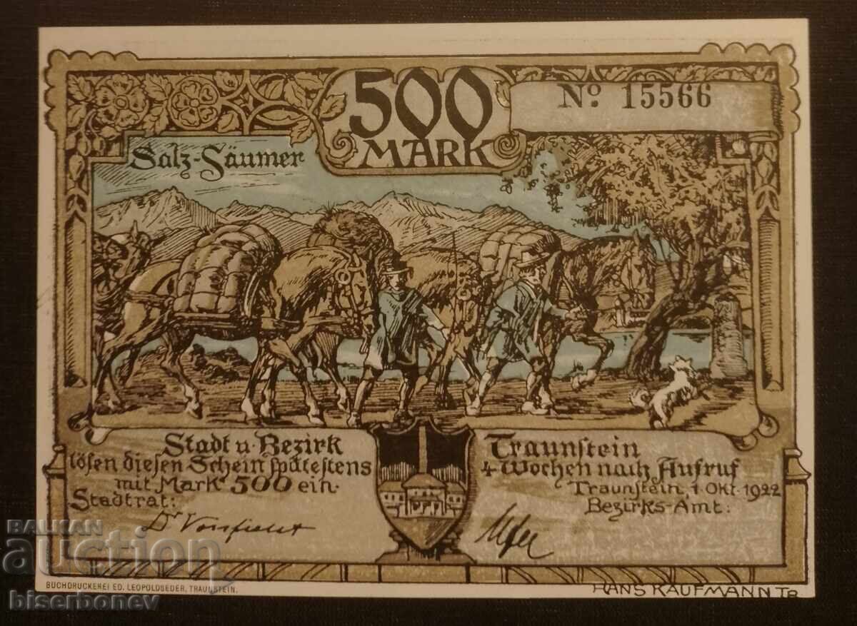 Livrarea 100, 500 și 1000 mărci Germania/Bavaria/Traunstein 1922, aUNC