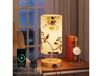 NOUĂ! Lampă de noapte LED tactilă cu abajur textil și 2 porturi USB