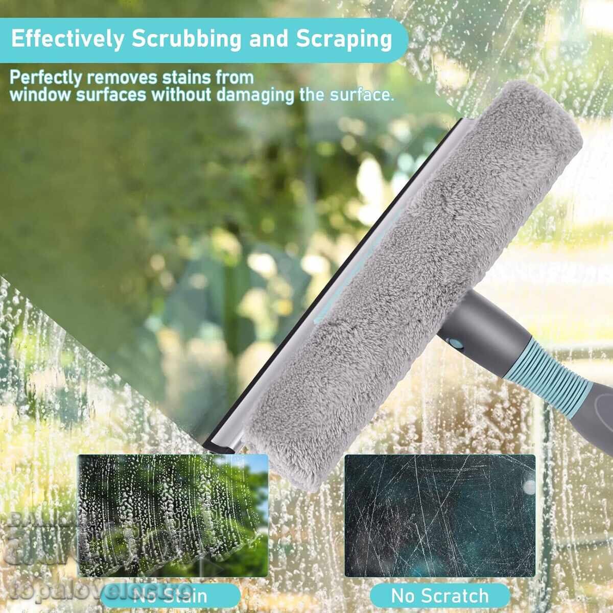 Доставка на НОВ! Разтегателен уред за почистване на прозорци 2 в 1 с тел