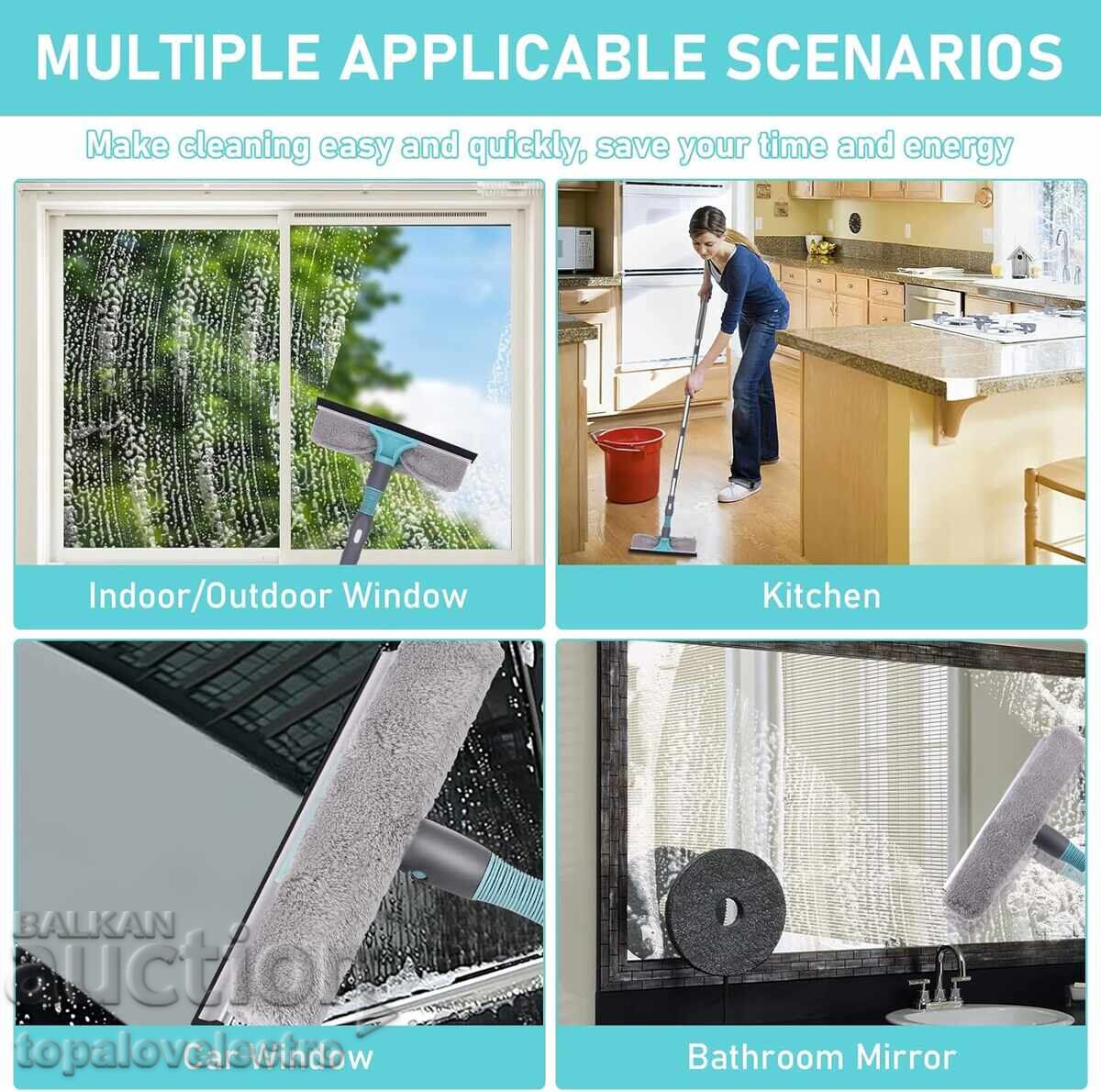 НОВ! Разтегателен уред за почистване на прозорци 2 в 1 с тел - 5