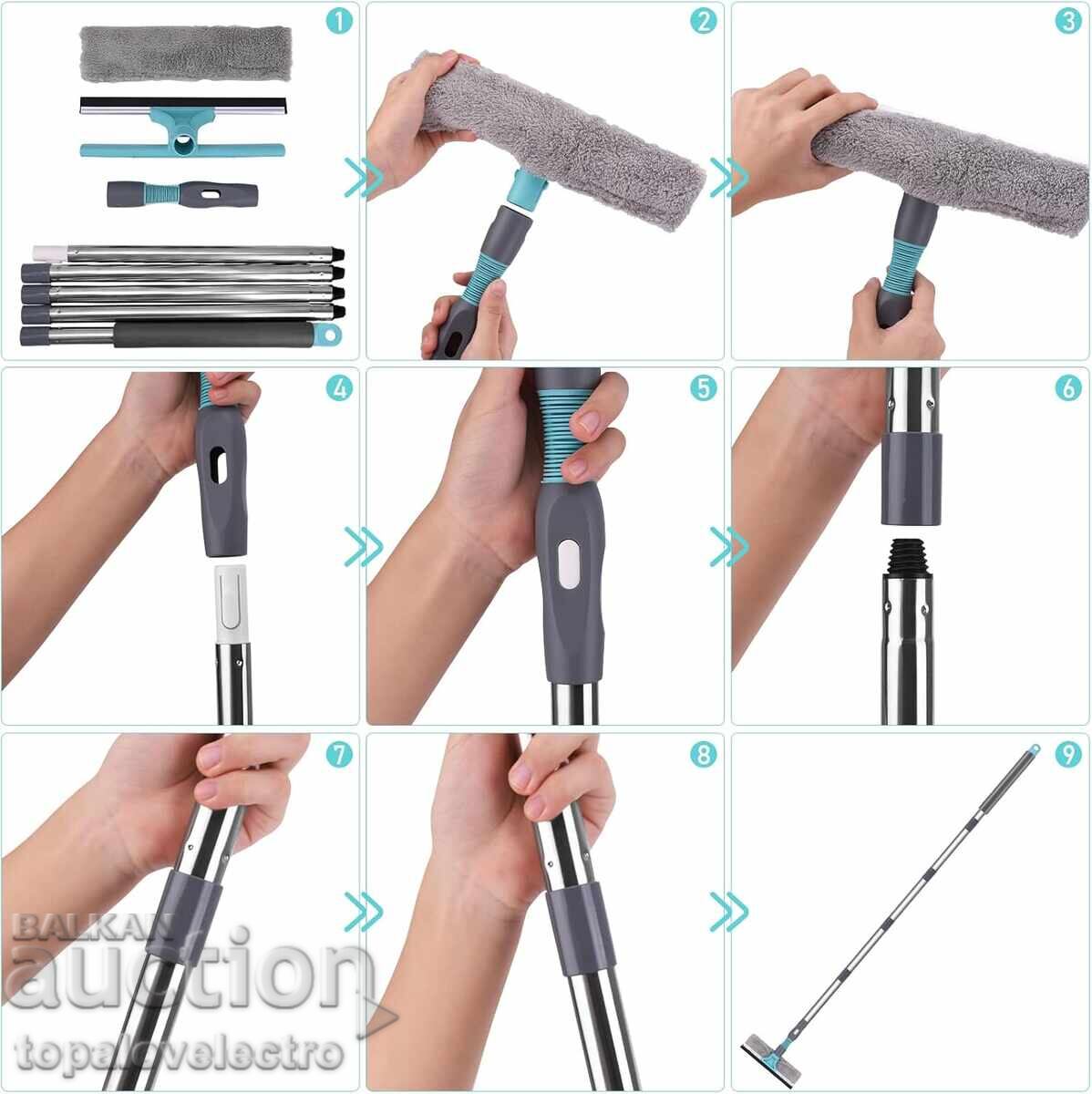 НОВ! Разтегателен уред за почистване на прозорци 2 в 1 с тел - 7