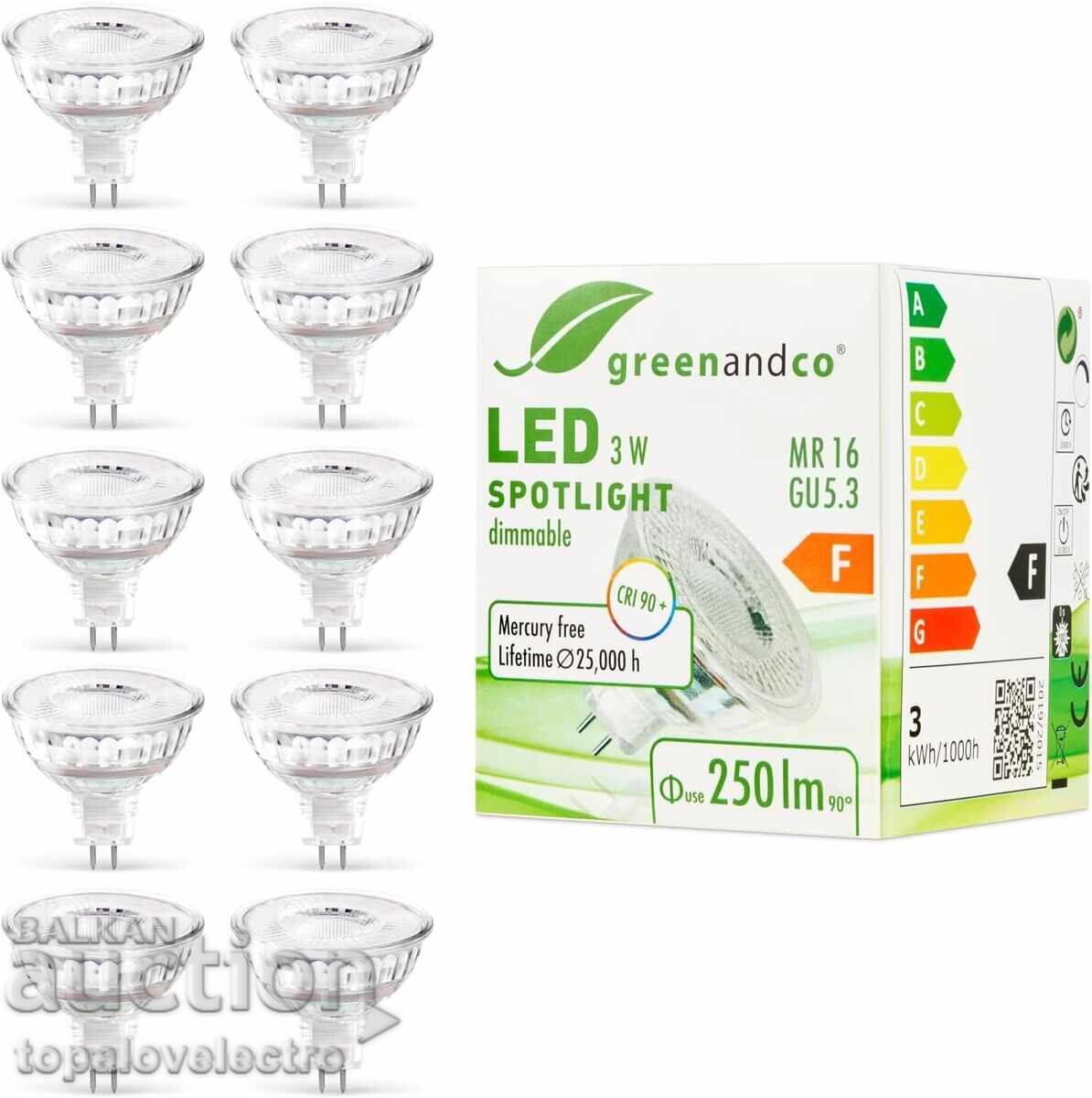 NEW! Set of 10x LED bulbs MR16 GU5.3, 3W, 2700K dimmable