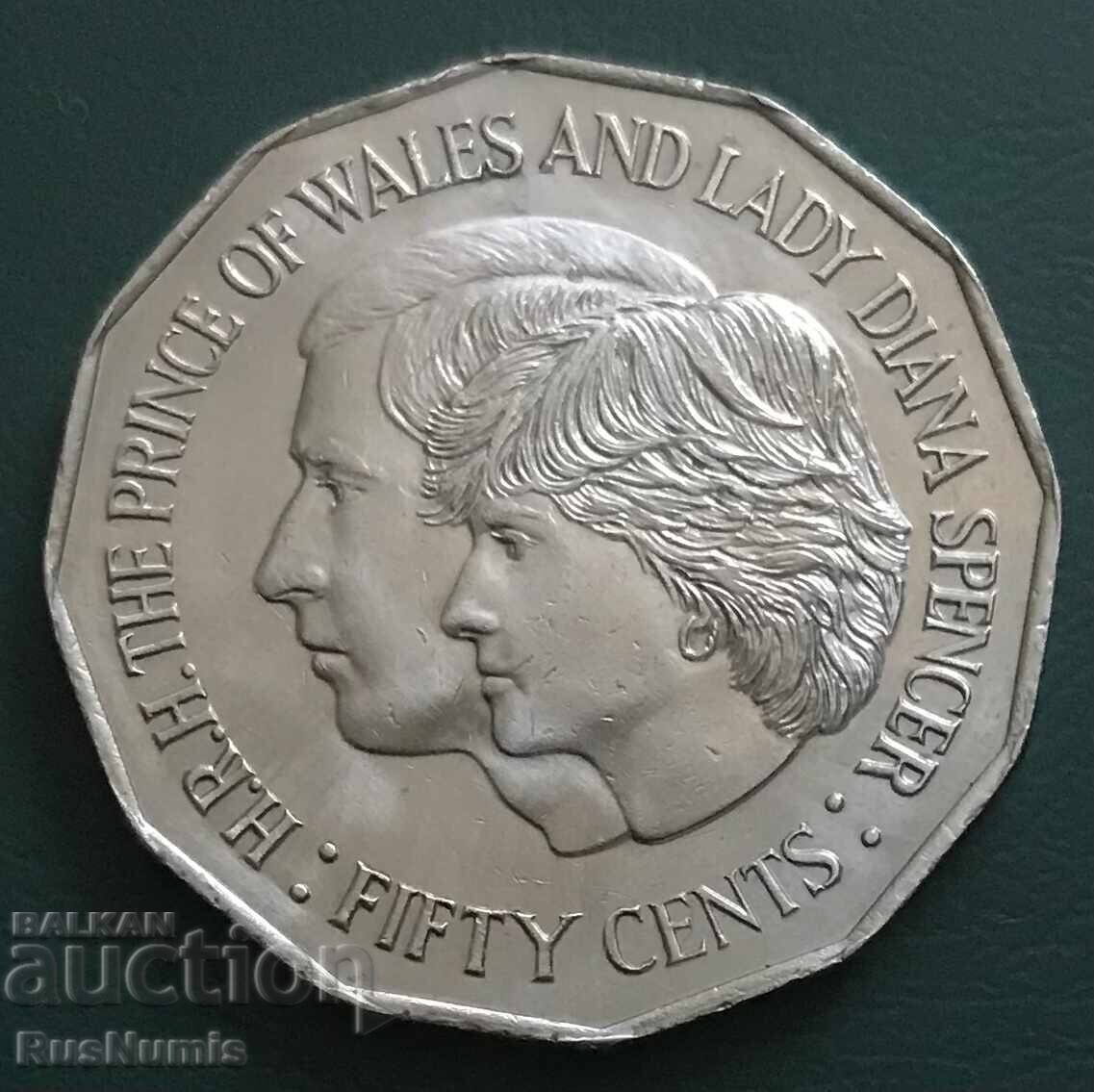 Australia. 50 Cents 1981. The Wedding of Prince Charles and Lady Diana