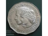 Australia. 50 cenți 1981. Nunta Prințului Charles și Lady Di