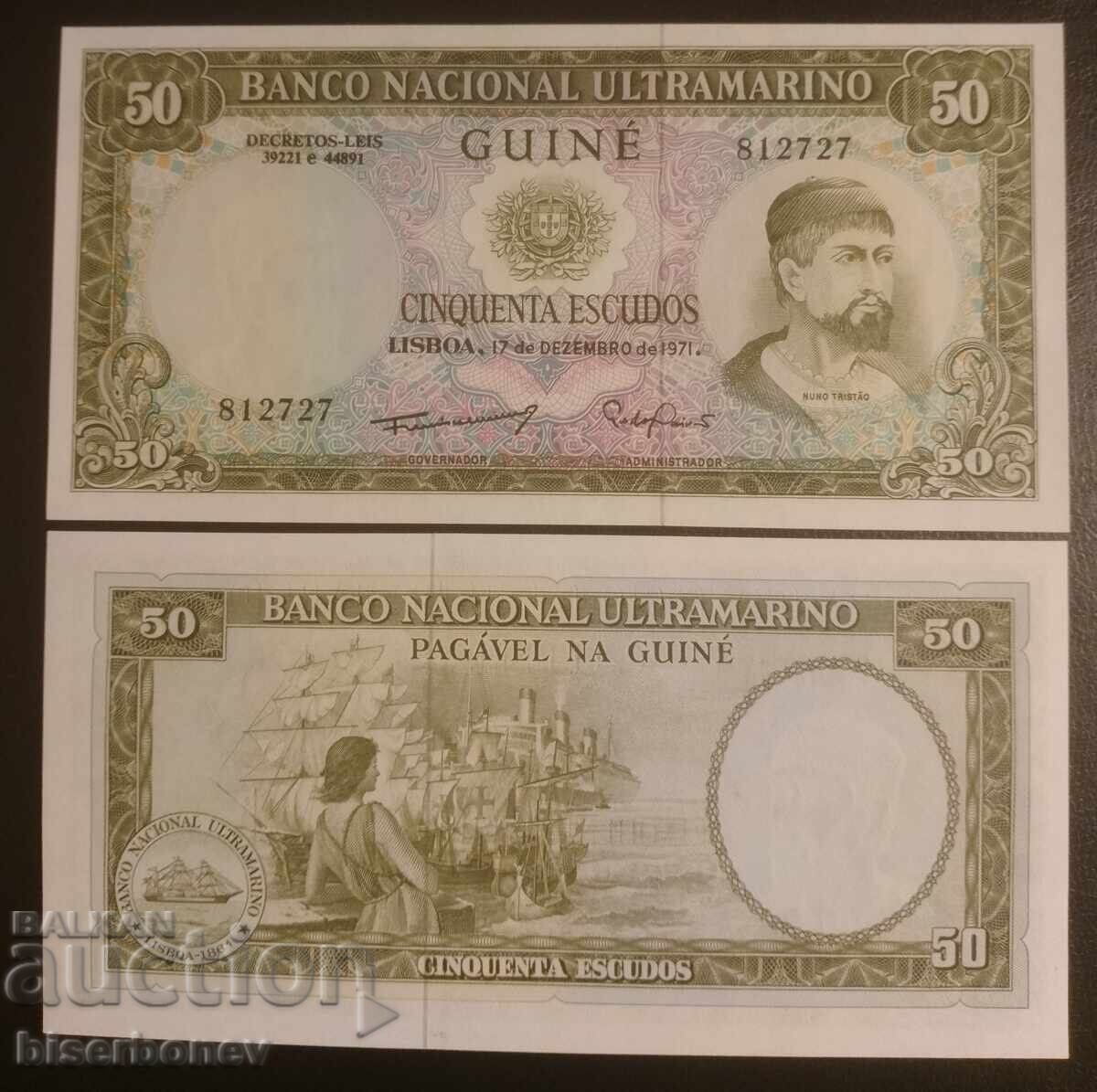 50 escudos Guineea Portugheză 1971, Guinea, UNC 50 escudos Guineea Portugheză 1971, Guinea, UNC