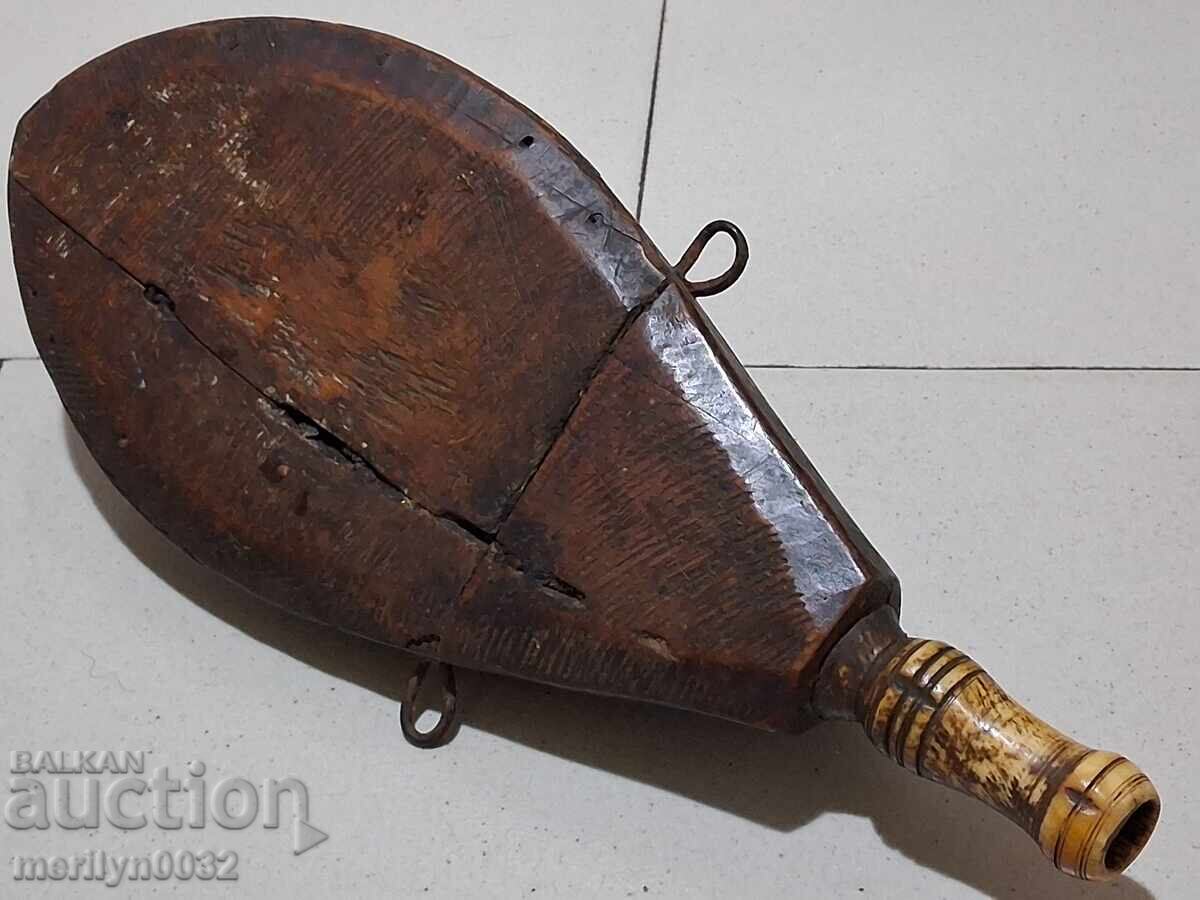 Haiduk powder flask wood and bone UNIQUE rifle pistol 19th century - 7