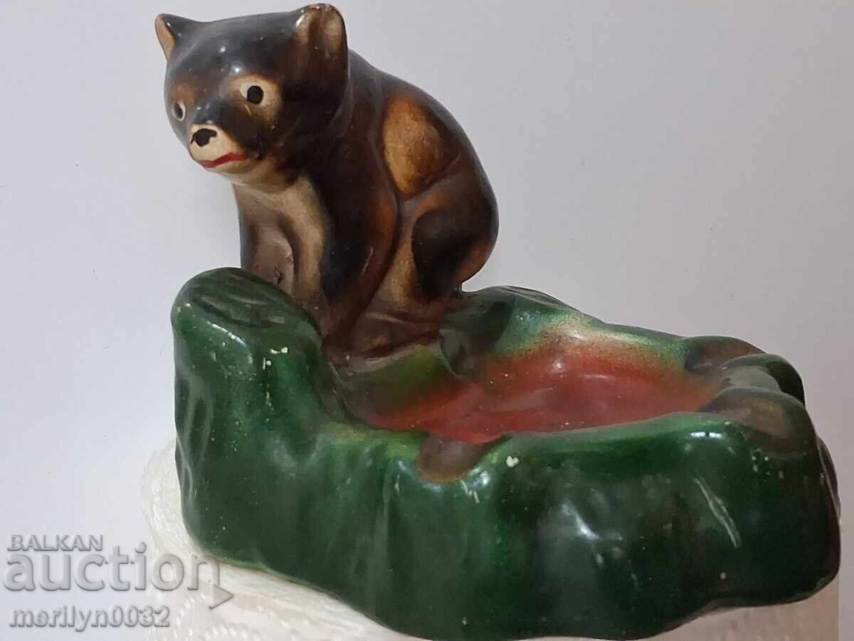 Δημοπρασία Παλιό κεραμικό σταχτοδοχείο με αρκουδάκι