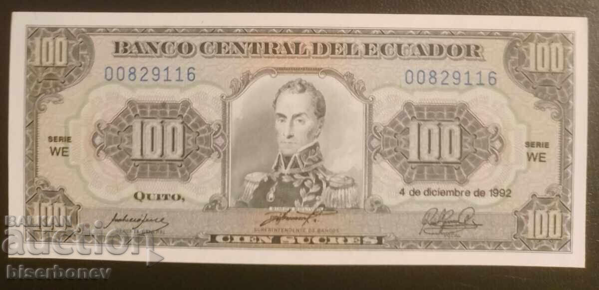 Ecuador 100 sucres 1992, 100 sucre Ecuador, UNC