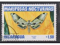 Timbre timbrat Fauna Fluture 1983 din Nicaragua