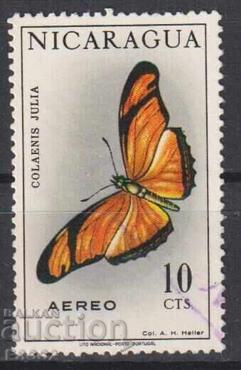 Timbrul poștal timbrat Fauna Fluture 1967 din Nicaragua Timbrul poștal timbrat Fauna Fluture 1967 din Nicaragua