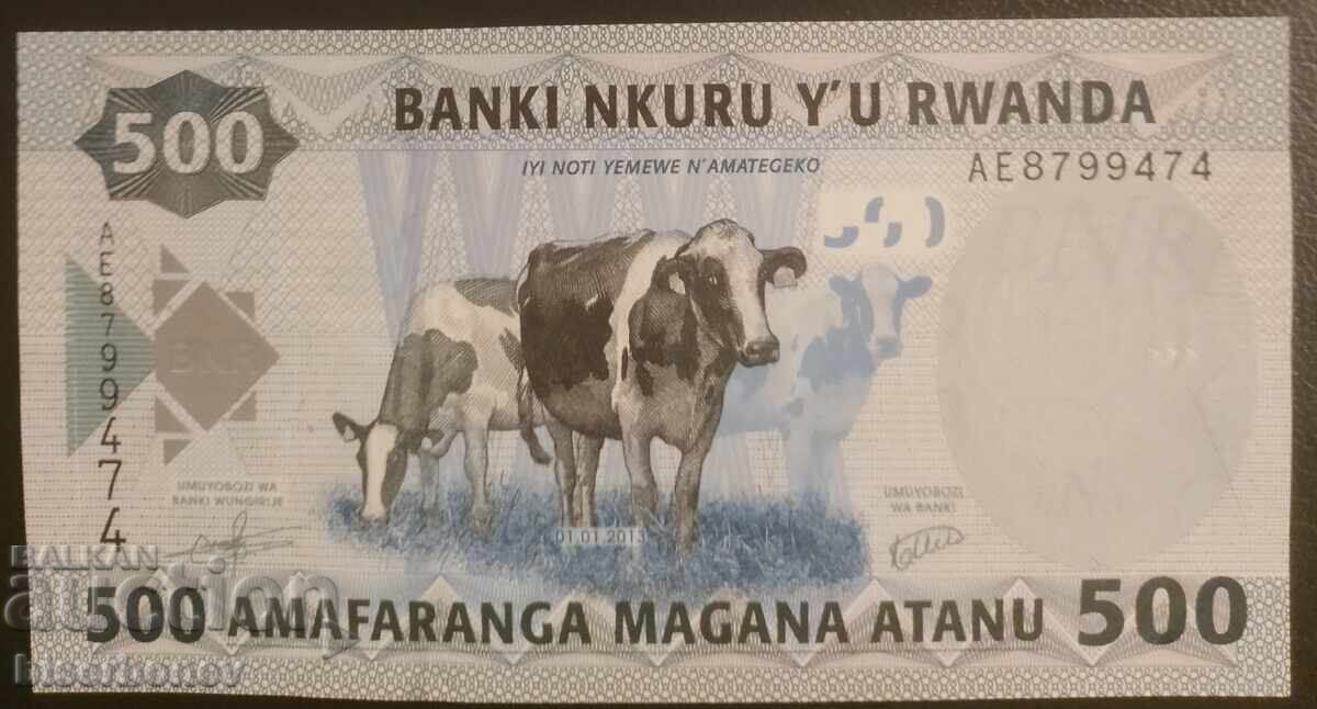Rwanda 500 franci 2013, Ruanda 500 franka, UNC Rwanda 500 franci 2013, Ruanda 500 franka, UNC