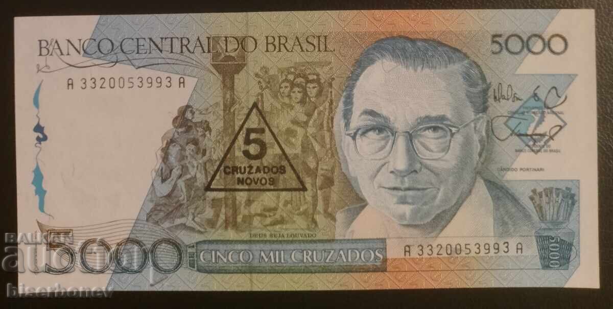 Βραζιλία 5 κρουζάδος 1989, Brazil, 5 cruzados 1989, UNC