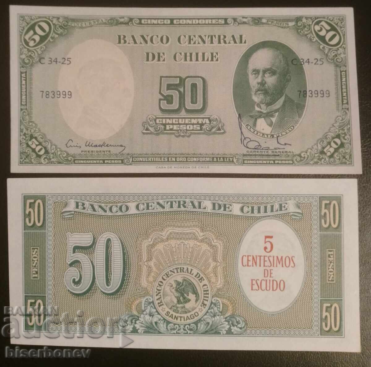 Chile, Chile, 50 pesos / 5 centavos, UNC
