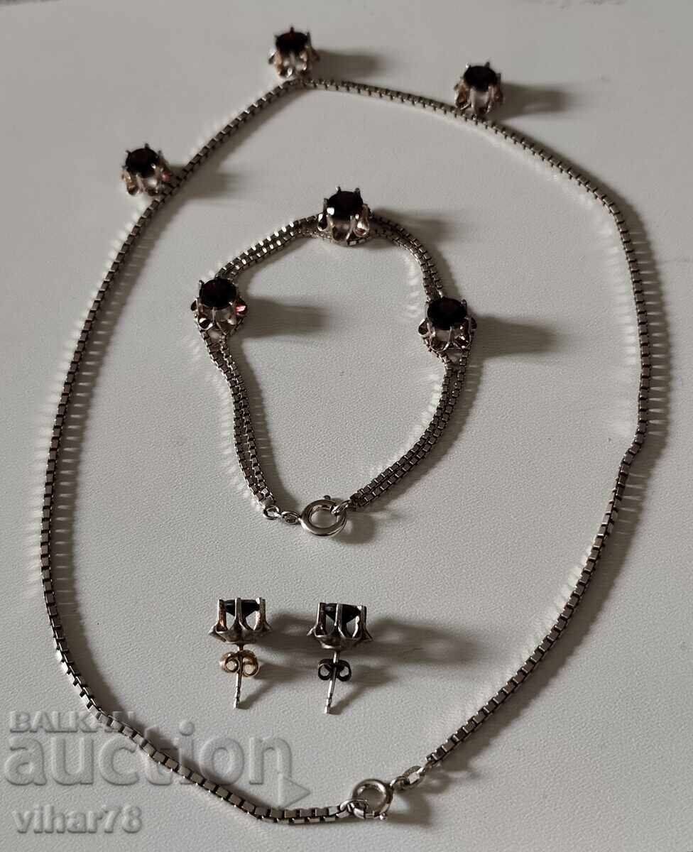 Licitație Frumos set argint - colier, brățară și cercei