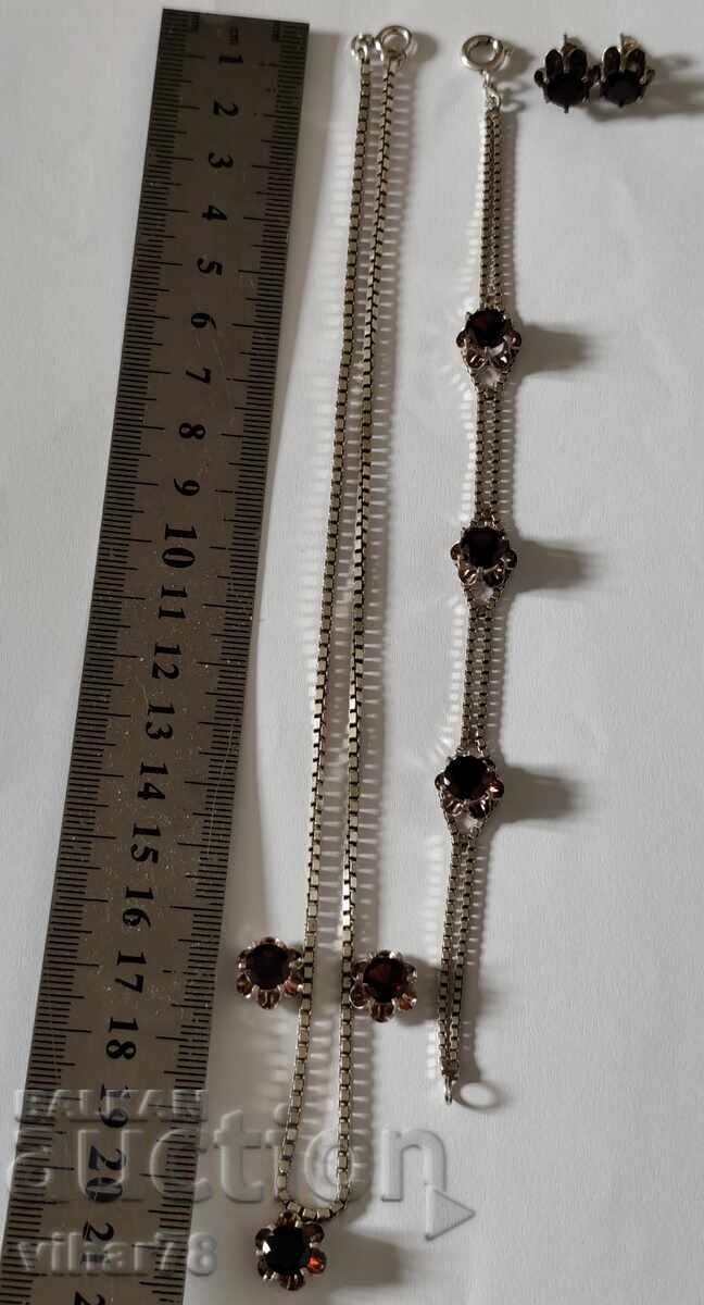 Frumos set argint - colier, brățară și cercei - 5