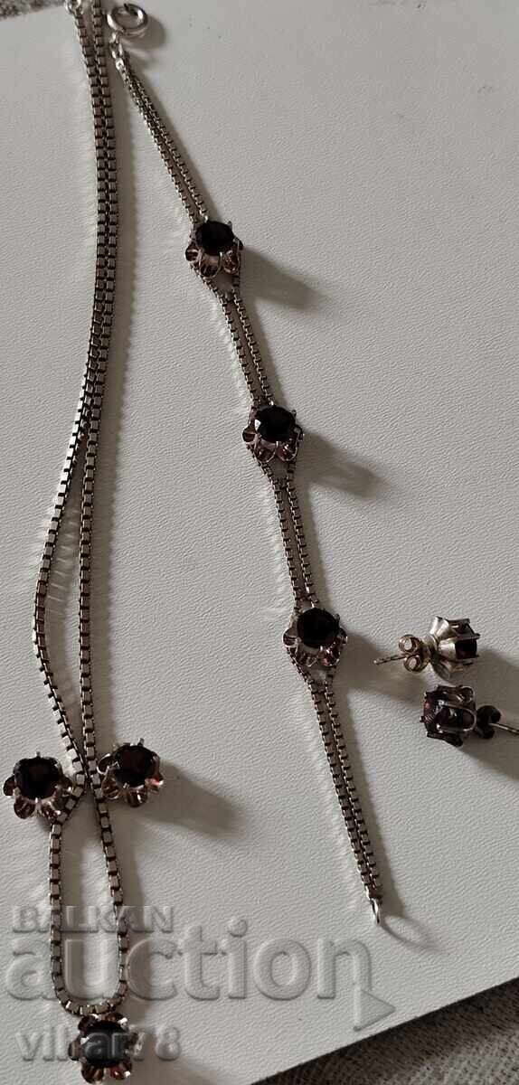 Frumos set argint - colier, brățară și cercei - 6