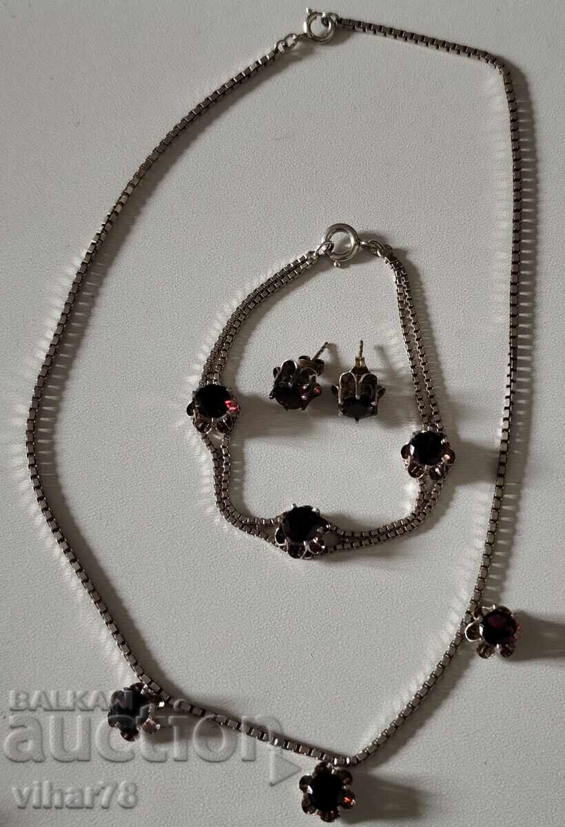Frumos set argint - colier, brățară și cercei - 7