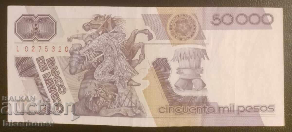 Mexic, Mexico, 50 000 pesos 1990, VF/XF cu preț 32.00 BGN | € 16.36