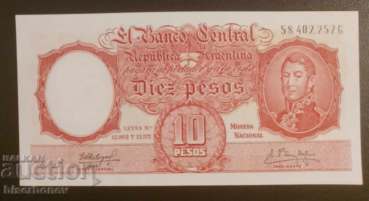 Αργεντινή, Argentina, 10 πέσος 1962, UNC