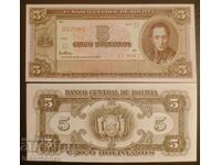 Bolivia, Bolivia 5 pesos bolivieni 1945, UNC