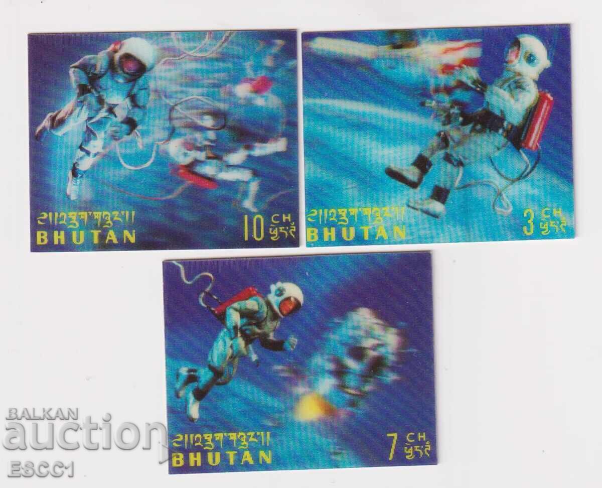 Καθαρές γραμματόσημες 3D στερεοσκοπικό Διάστημα 1967 από Μπουτάν