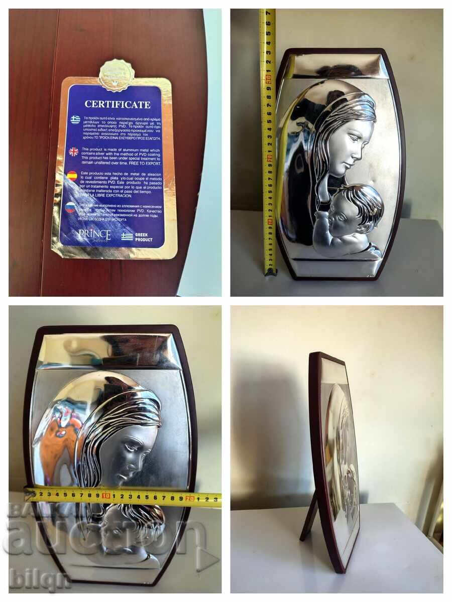 Συναρπαστική Ασημένια Εικόνα Παναγίας με το Θείο Βρέφος - 7